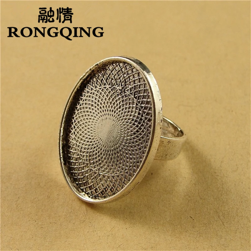 RONGQING 25*18 мм 50 шт./лот овальные Ретро Кольца Лоток кабошон базовая оправа DIY