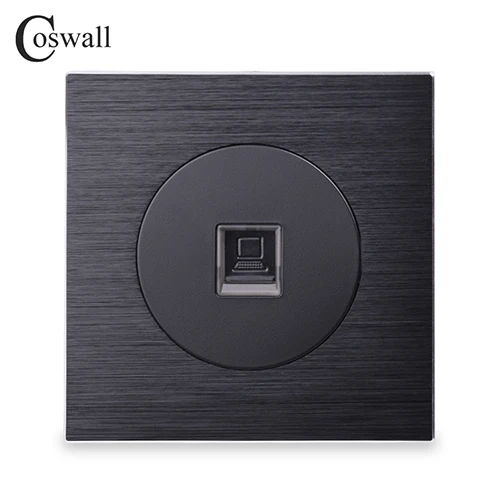 Настенная розетка Coswall роскошный RJ45 Интернет-Джек алюминиевая матовая панель компьютерная розетка настенная розетка для передачи данных рыцарь черный - Тип: Настенная розетка