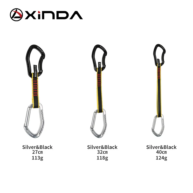 XINDA Профессиональный скалолазание Quickdraw слинг безопасности замок удлинители прямой изогнутый карабин альпинист Открытый Защитные комплекты