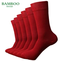 match up men bamboo red socks breathable anti bacterial man business dress socks 6 pairslot