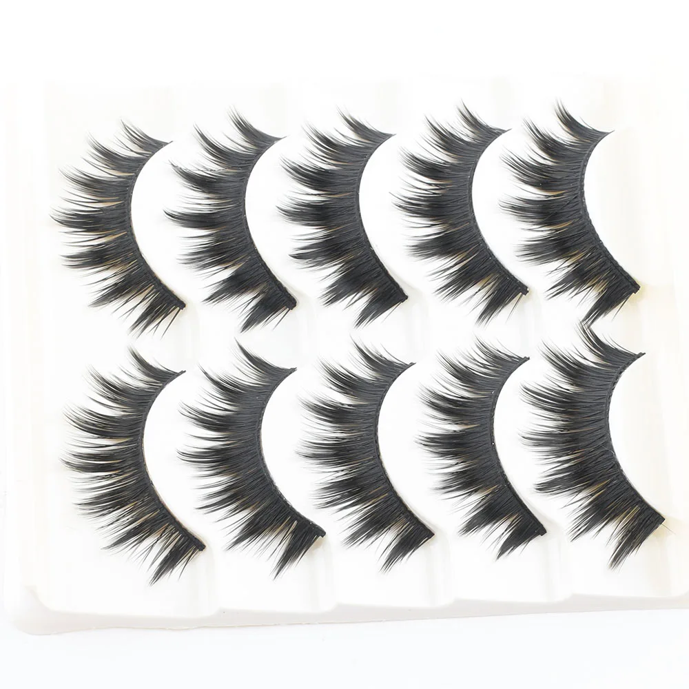 Черные натуральные густые накладные ресницы ручной работы 5 пар длинные для