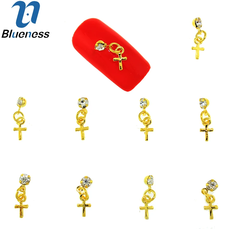 10 шт./лот 3D Классический крест кулон дизайн Стразы для маникюра горный хрусталь