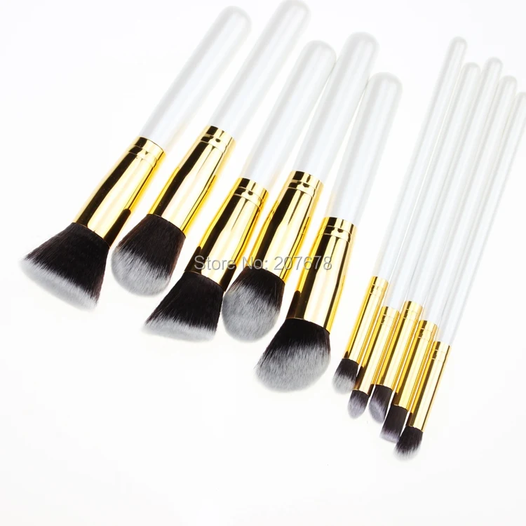 10 шт. синтетическая Кабуки Красота Белый Макияж Кисти Набор Косметика основа