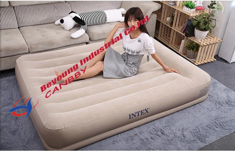 Intex Подушка для отдыха средняя посадка надувная кровать люкс с встроенной подушкой и электрическим насосом, размер queen, 220 В