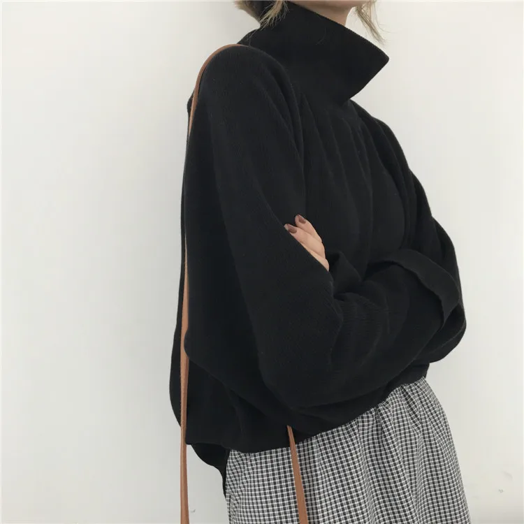 Autumn New Women Sweaters Casual Loose Turtleneck Knitted Jumpers Long Batwing Sleeve Crocheted Chic Pullovers Streetwear Winter | Женская
