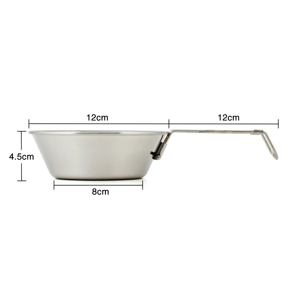 Пеший Туризм Открытый Нержавеющая сталь кухонная посуда со складной ручкой