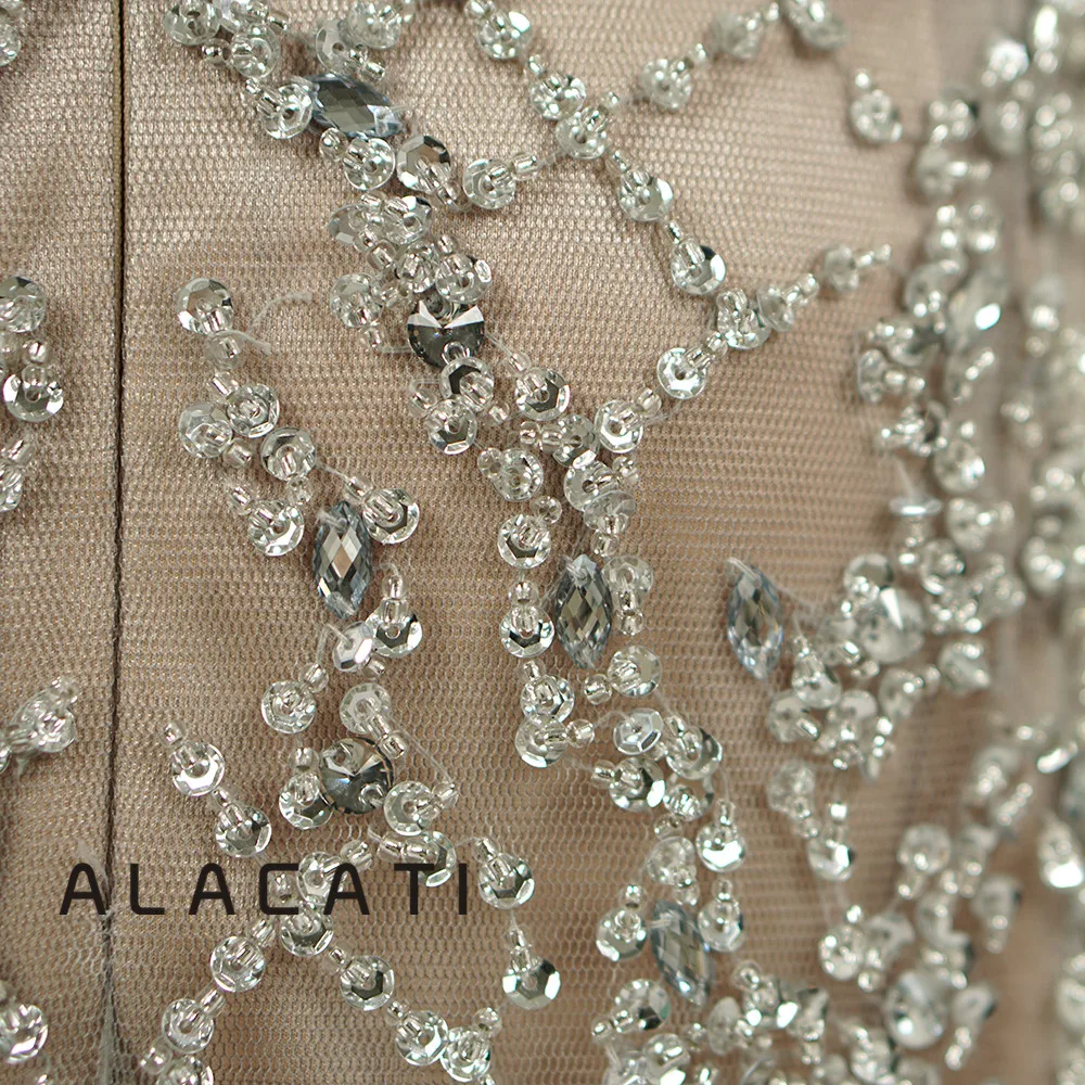 

Gray high-end luxury 2019 new word shoulder sexy evening dress sequin mesh evening dress fishtail split dress female