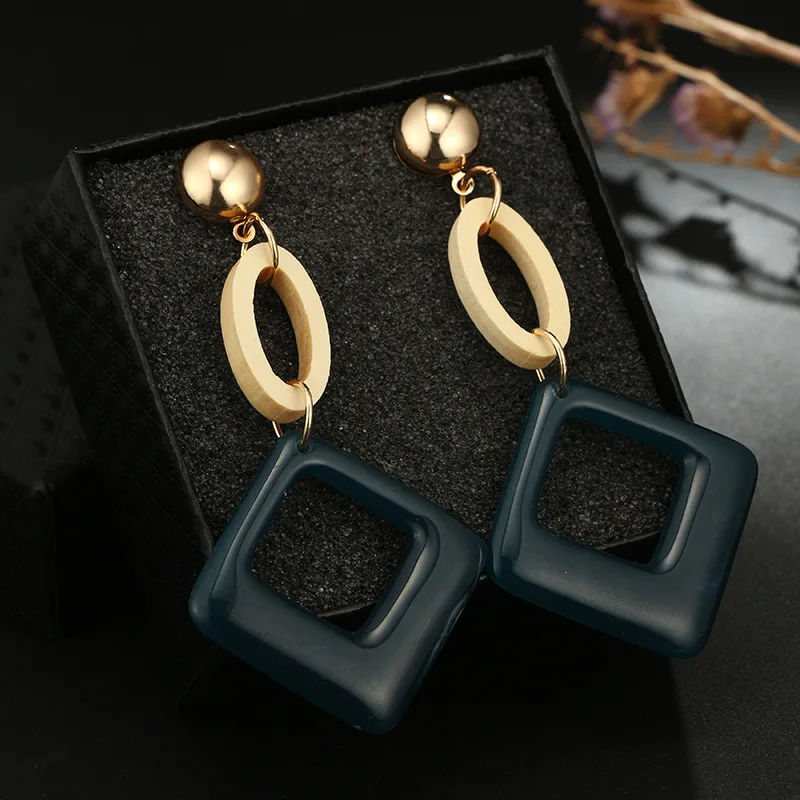 Bohemian Fashion Resin Oval Square Geometric Vintage Acrylic Drop Earring For Women Jewelry OL Simple | Украшения и аксессуары