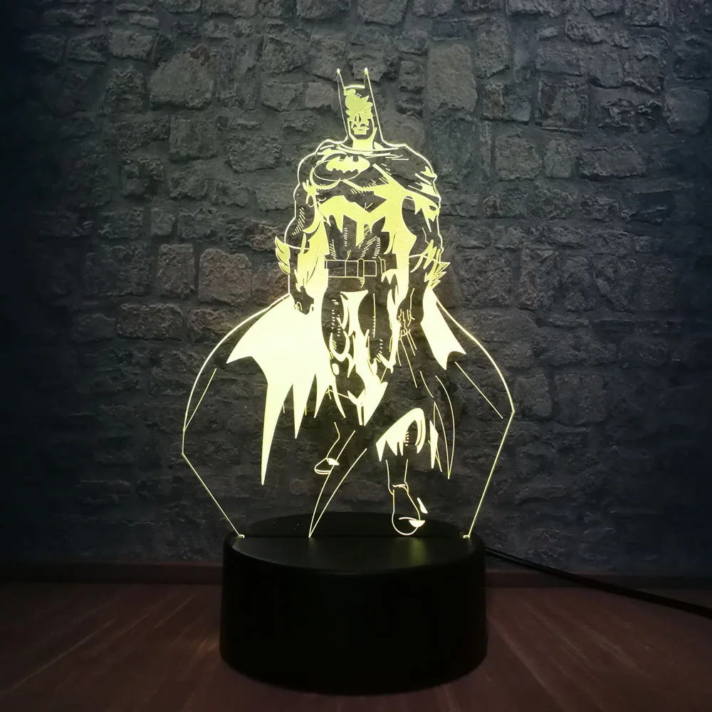 3D Светодиодная лампа Marvel мультяшная фигурка Бэтмена ночной Светильник для