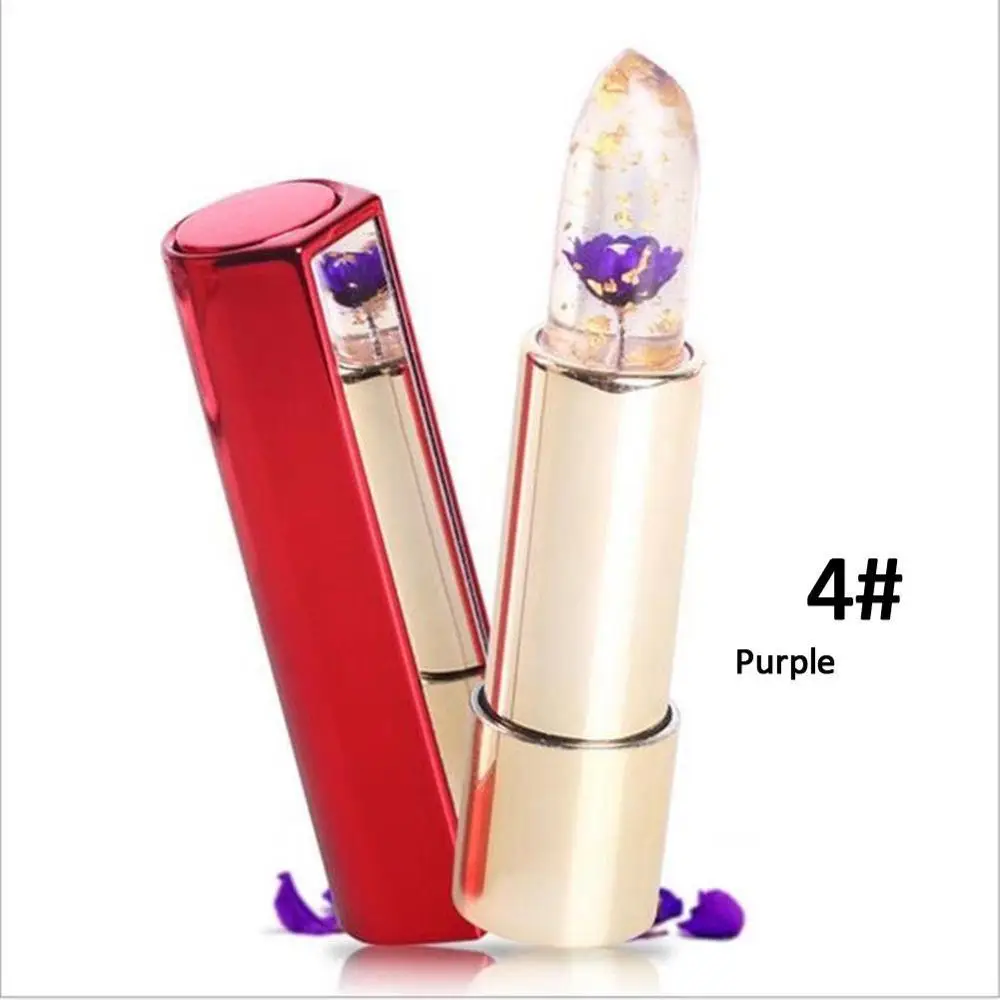 Purple 04 Kailijumei Магия желе блеск для губ 4 цвета Изменение температуры увлажняющий крем яркая Цветочная губная помада, макияж губ Уход - Цвет: Purple 04