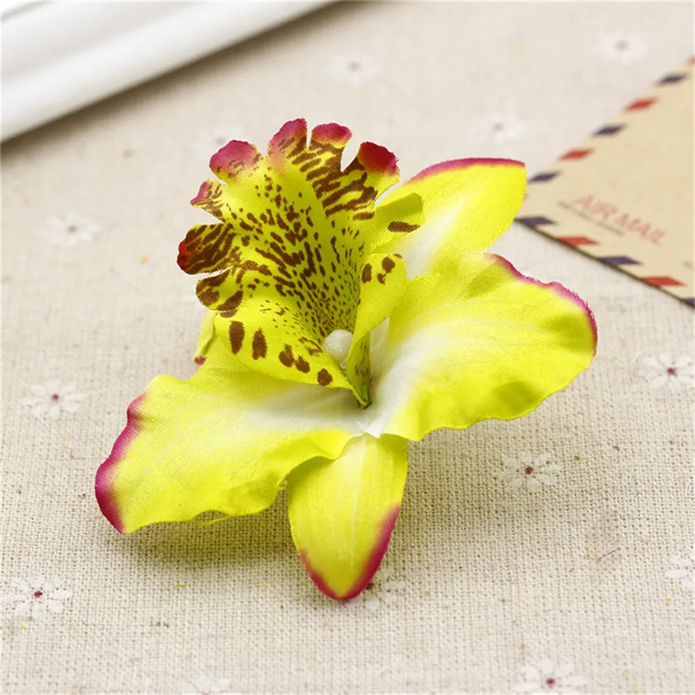 5pcs Silk Butterfly Orchid Artificial Flower Wedding decoration Head For Car Home Decoration Cymbidium Flowers Plants | Дом и сад