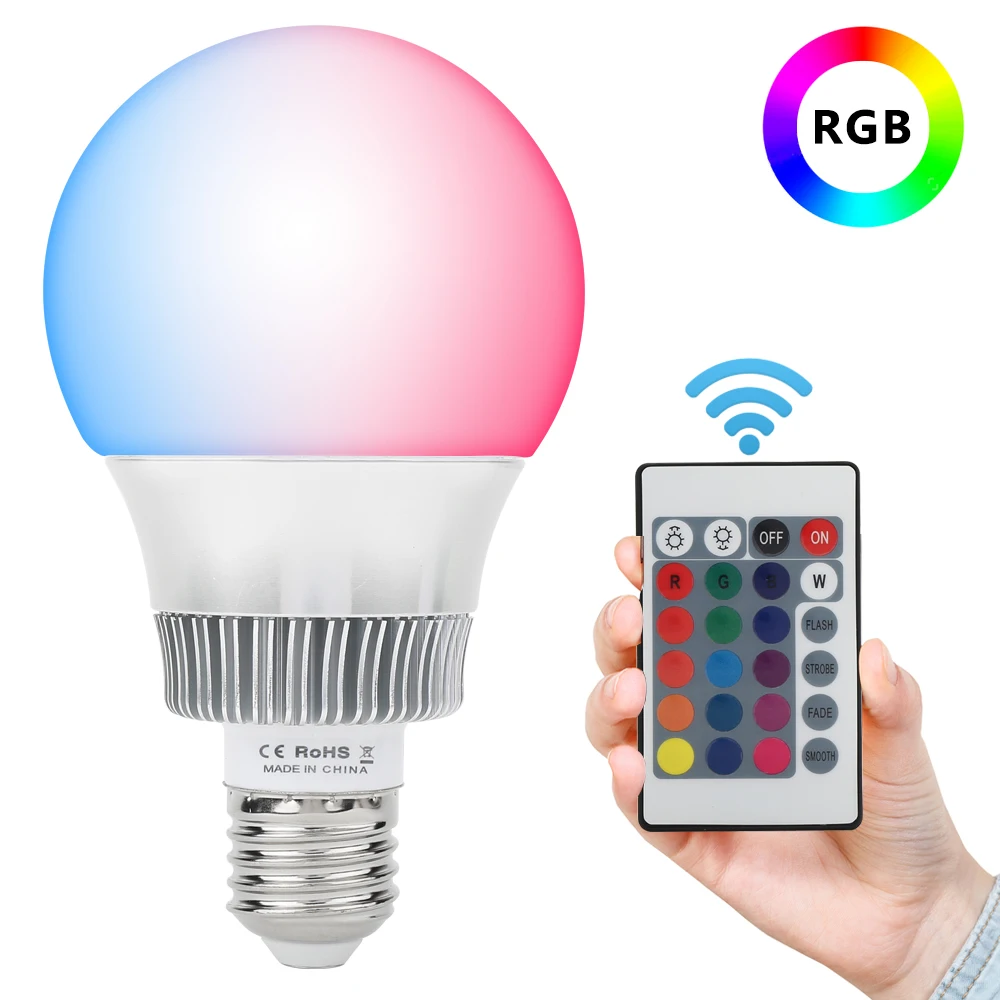 E27 E14 RGB Светодиодная лампа 5 Вт 10 с пультом дистанционного управления лампада