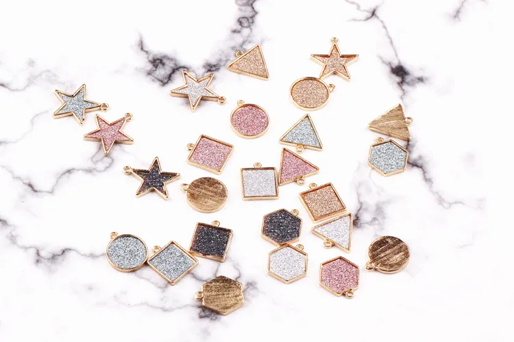 20 шт. звезда квадратный круглый кулон bling Сплав Блеск подвеска из эмали DIY аксессуары ожерелья браслет серьги установки