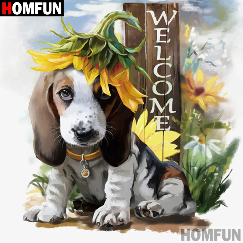 

HOMFUN 5D DIY Diamond Painting Full Square/Round Drill "Animal dog" 3D Embroidery Cross Stitch gift Home Decor A02261