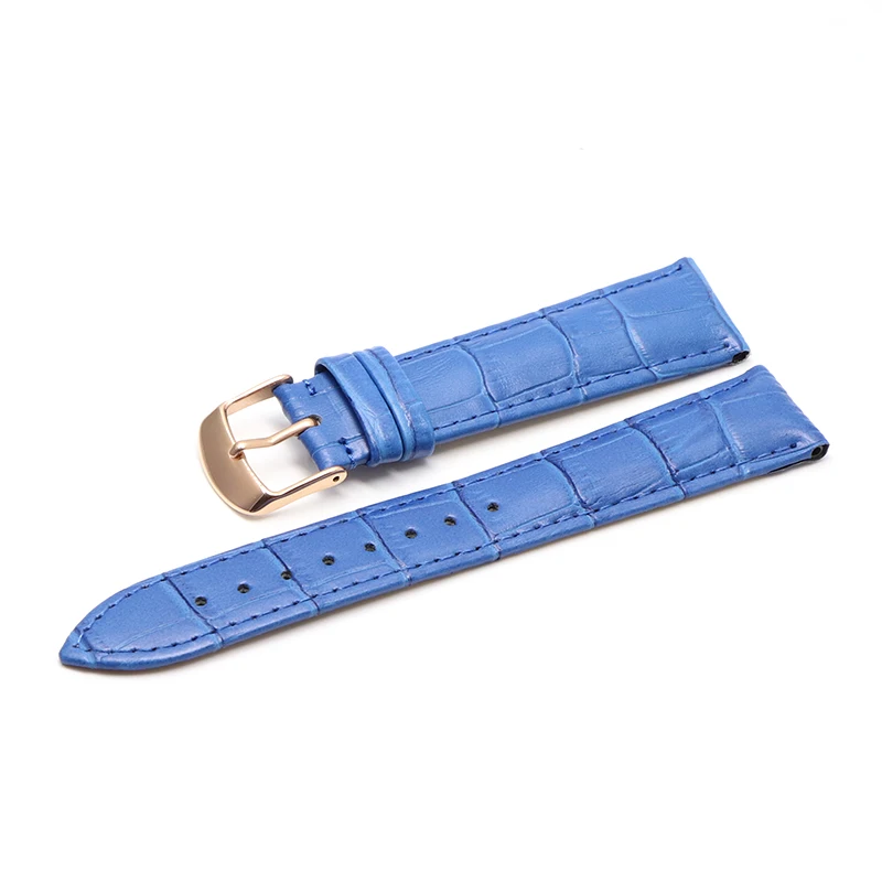 blue RG 12 14 16 18 19 20 21 22 24 мм ремешок из натуральной кожи роскошный ремешок для часов ремень наручные часы Дамский ремешок красный черный белый - Цвет ремешка: blue RG