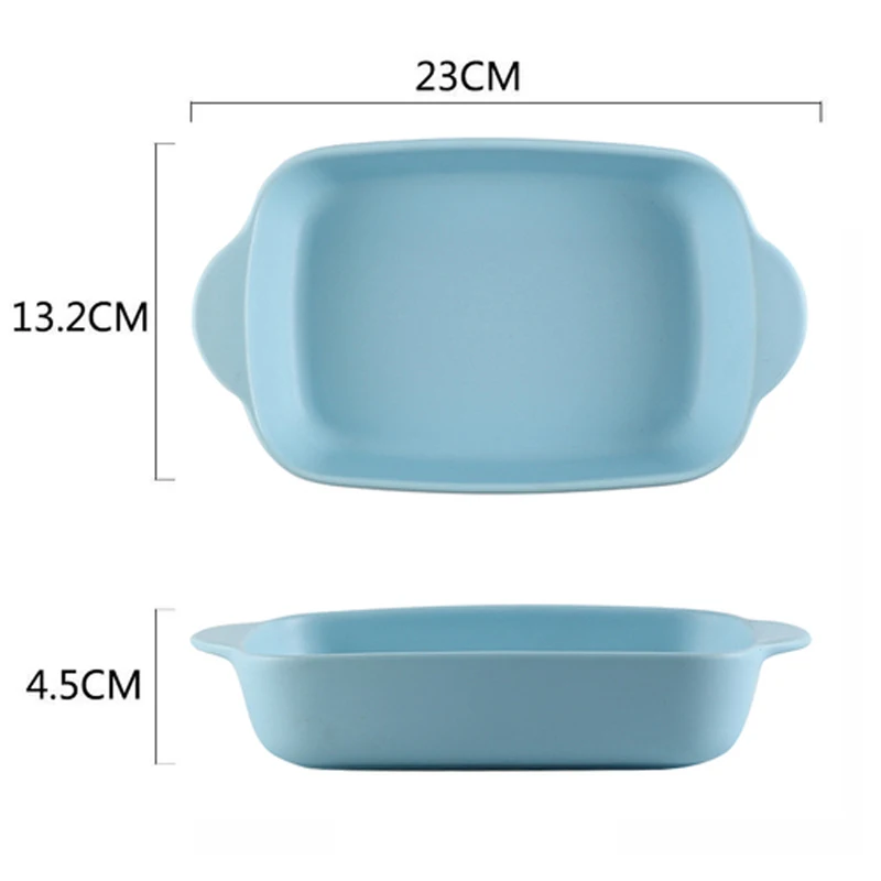 light blue 1 Pc 7 цветов керамическая бинауральная прямоугольная тарелка для сыра, выпечка, поднос для посуды, западные блюда, миска для духовки, высокотемпературная 600C - Цвет: light blue 1 Pc