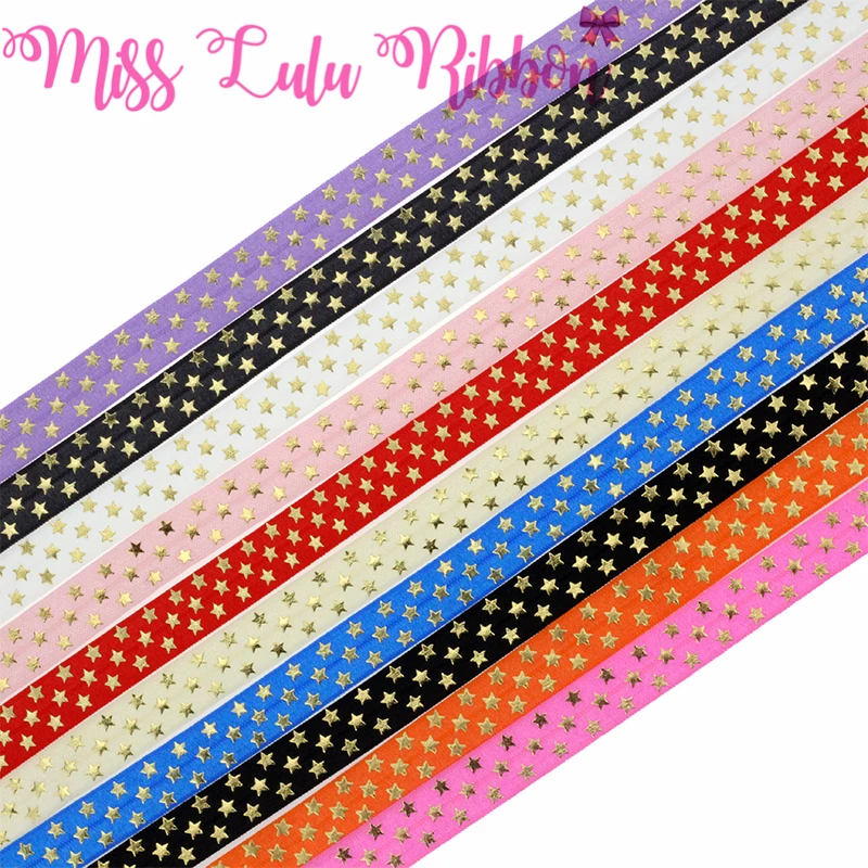 Эластичная лента из золотой фольги с принтом звезд 10 ярдов|ribbon diy|elastic ribbonfoe ribbon |