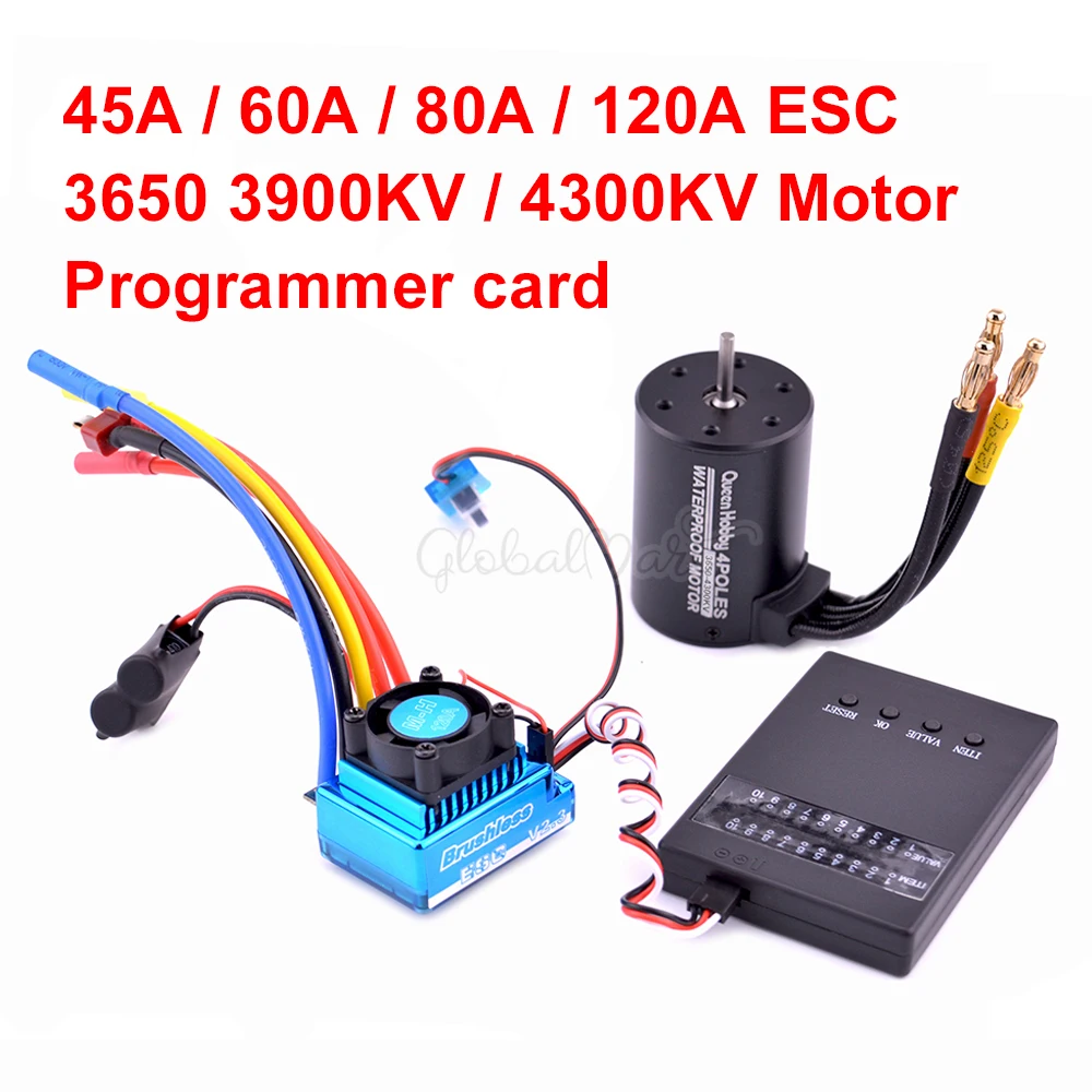 3650 3900kv 4300kv бесщеточный двигатель/45A 60A 80A 120A бесщеточный ESC электрический регулятор скорости пыленепроницаемый для 1:10 1/10 RC автомобилей