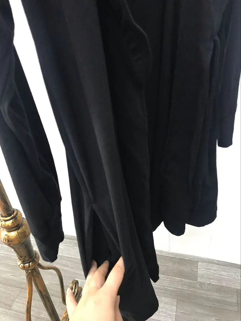 Spring Summer New Cotton Nightgown Women's Long-sleeved Tie Bathrobe Large Size Home Clothes Woman Cloak Black Sleepwear