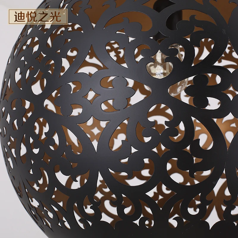 

Black painting metal pendant lights indoor hanging lamp lighting hollow out droplight for stair kitchen living room restaurant