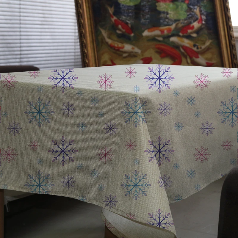 Рождественская скатерть nappe прямоугольник акварельные снежинки toalha de mesa decoracao para