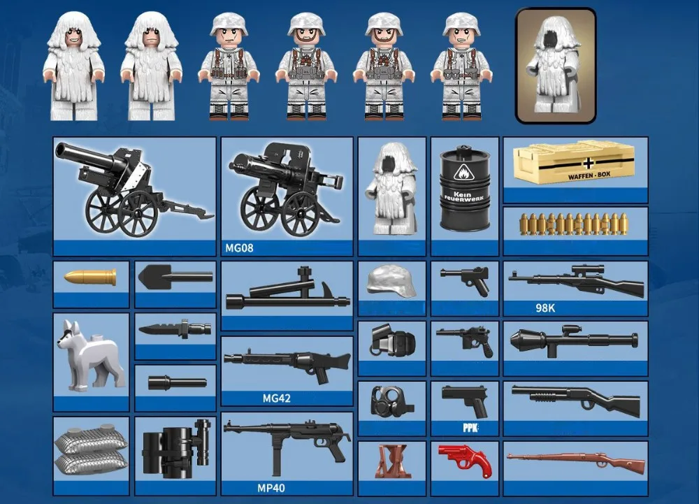 Военный brickmania битва в Альпах действие строительный блок ww2 армейских форс фигурки артерия Ghillie костюм коробка оружия кирпичная игрушка