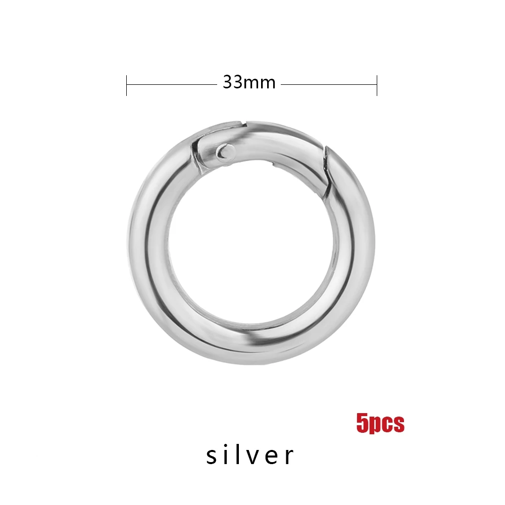 Silver 33mm 5 шт. Сплав покрытием ворота Весна o-кольцо пряжки-зажимы карабин кошельки сумки круглый пусковой крючок Карабин - Цвет: Silver 33mm