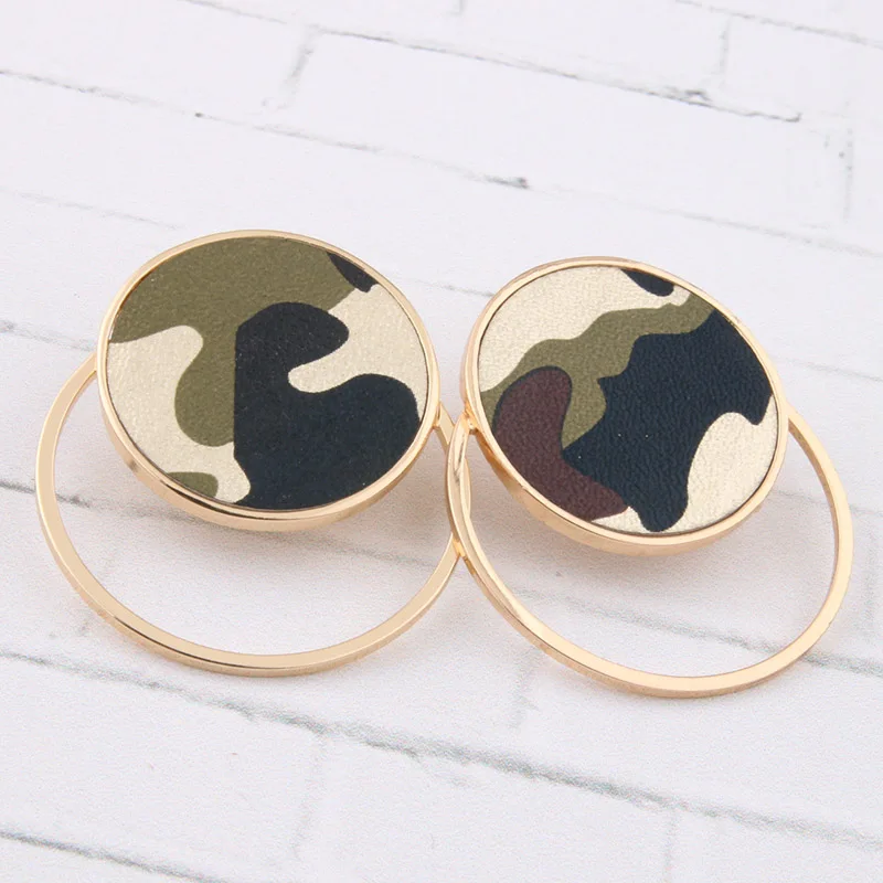 Camouflage Amy green NeeFu WoFu камуфляжные кожаные серьги круглые Висячие большие серьги для женщин большие длинные Brinco ухо Oorbellen Рождество - Окраска металла: Camouflage Amy green