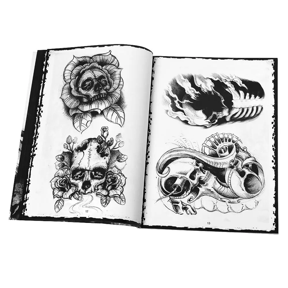 Новинка, профессиональная татуировка, флэш-журнал, Череп, книга А4, эскиз, тату дизайн, книга, поставка для тату, боди-арт, популярная