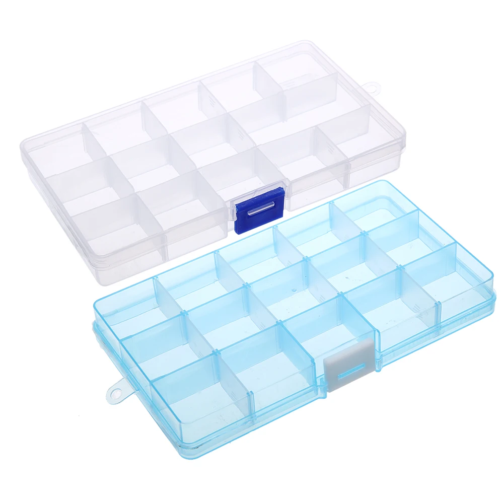 Регулируемые 15 решеток пластиковые ящики для хранения ювелирные изделия детали
