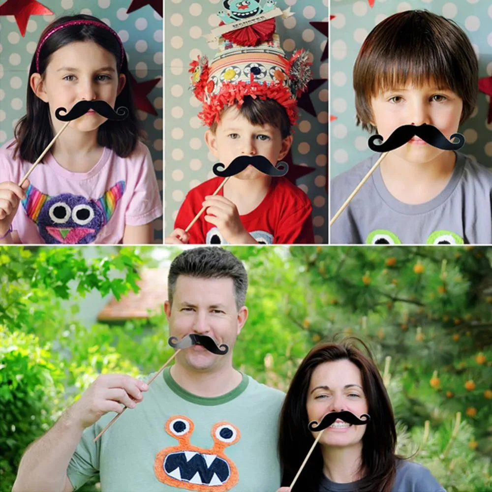DIY Photo Booth Реквизит Маска на палочке Усы для рождественской вечеринки декор