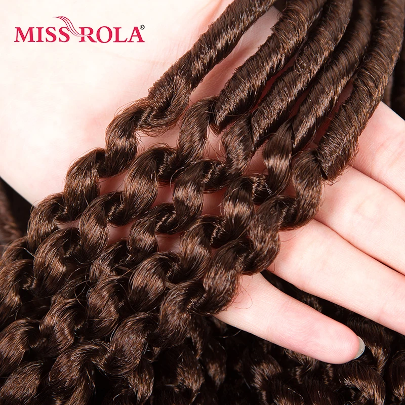 Miss Rola Faux locs Curly вязанные крючком косички волосы 30# Kanekalon низкотемпературное волокно 18 дюймов синтетические плетеные волосы для наращивания 5 шт