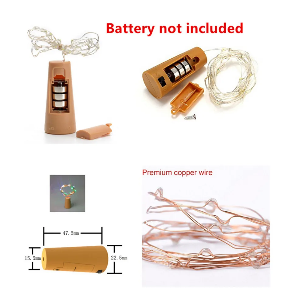 Строка светильник с пробкой для оливкового масла бутылкой 2 м 20 светодиодов