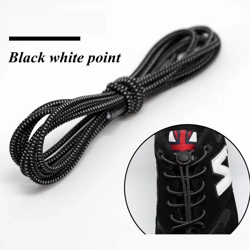 Black white point 100 см растягивающийся замок кружева 22 цвета пара фиксирующий башмак шнурки эластичные шнурки для кроссовок шнурки для бега/триатлона T1 - Цвет: Black white point
