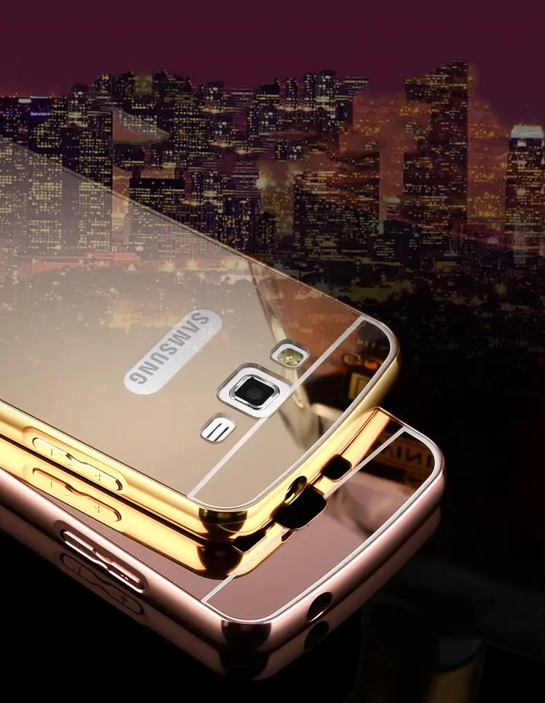 G710 чехол для samsung Galaxy Grand2 G7102 бампер алюминиевая рамка+ зеркальная акриловая задняя крышка Черный Grand 2 Duos SM 7102 710 чехол s