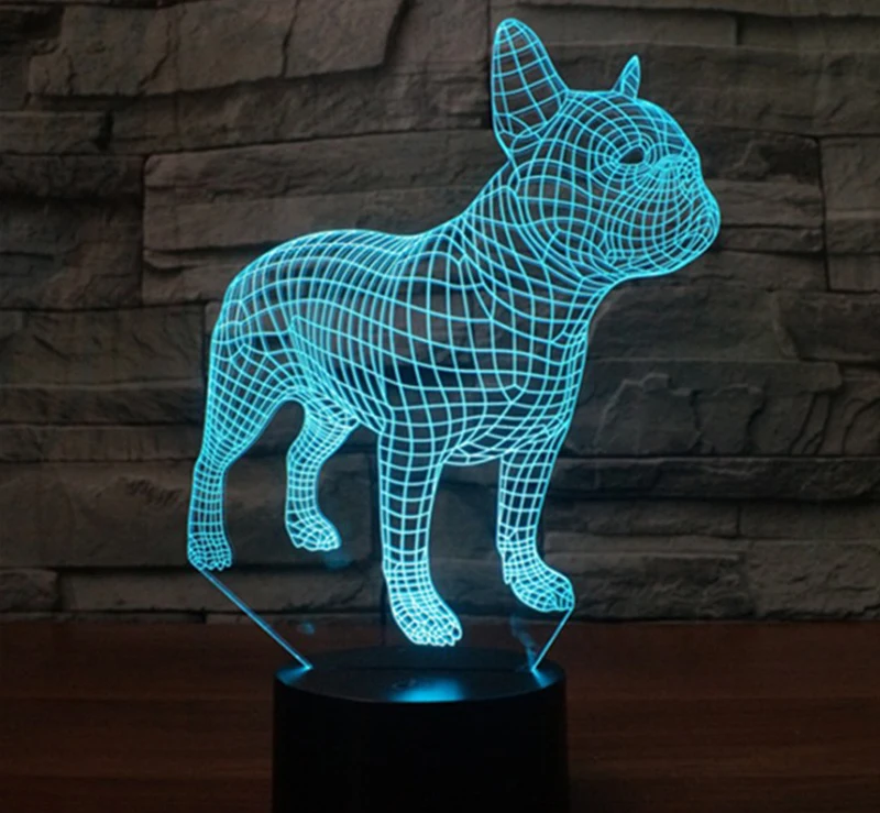 

New French bulldog 3D lamp colorful touch LED visual lamp atmosphere lamp