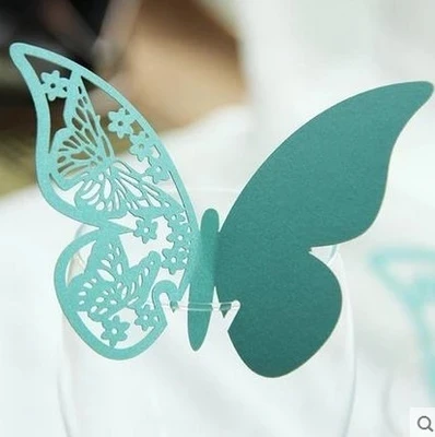 12 шт./лот Бабочка Место эскорт бокал для вина бумажная открытка свадебвечерние