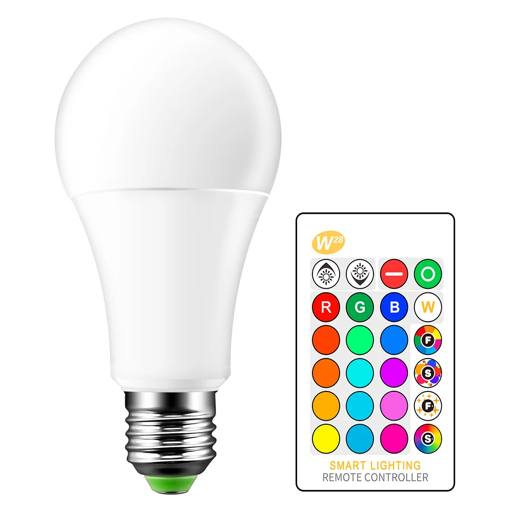 Светодиодная лампа E27 RGB 15 Вт RGBW Регулируемая ампула светодиодные смарт лампы для