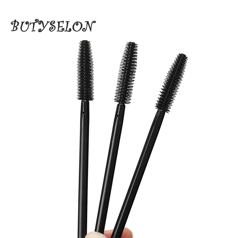 S-full black 200 шт кисти для макияжа одноразовые кисти Удлиняющая Тушь палочки аппликационная палочка глаза губы Силиконовые кисти - Handle Color: S-full black