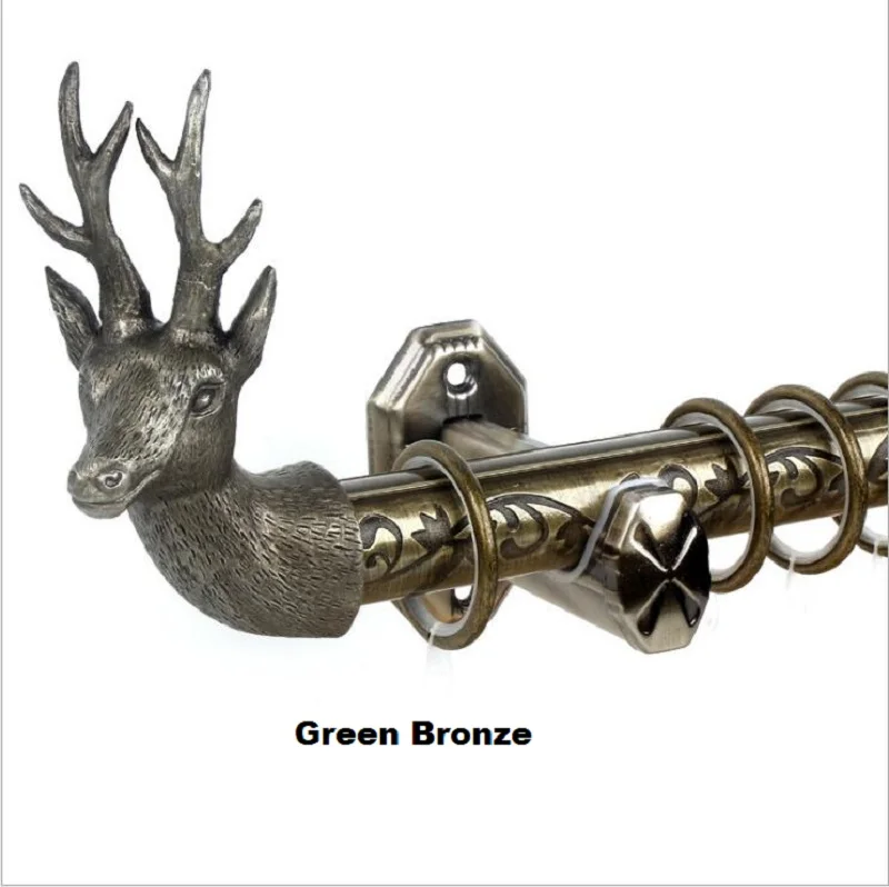 Green Bronze SunnyHouseware Европа 28 мм олень головка из алюминиевого сплава 100 см одиночный карниз для гостиной - Цвет: Green Bronze