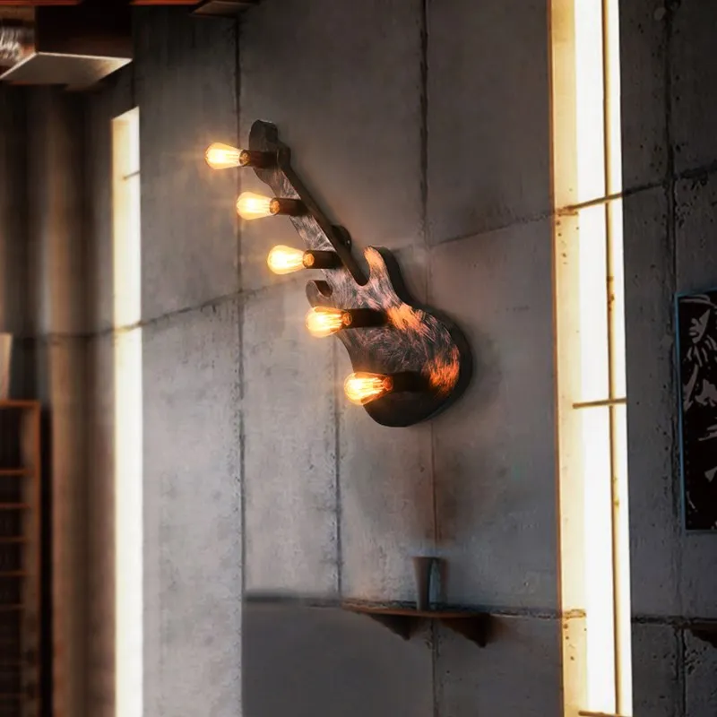 HAIXIANG классическое винтажное настенное бра с деревянной гитарой железный