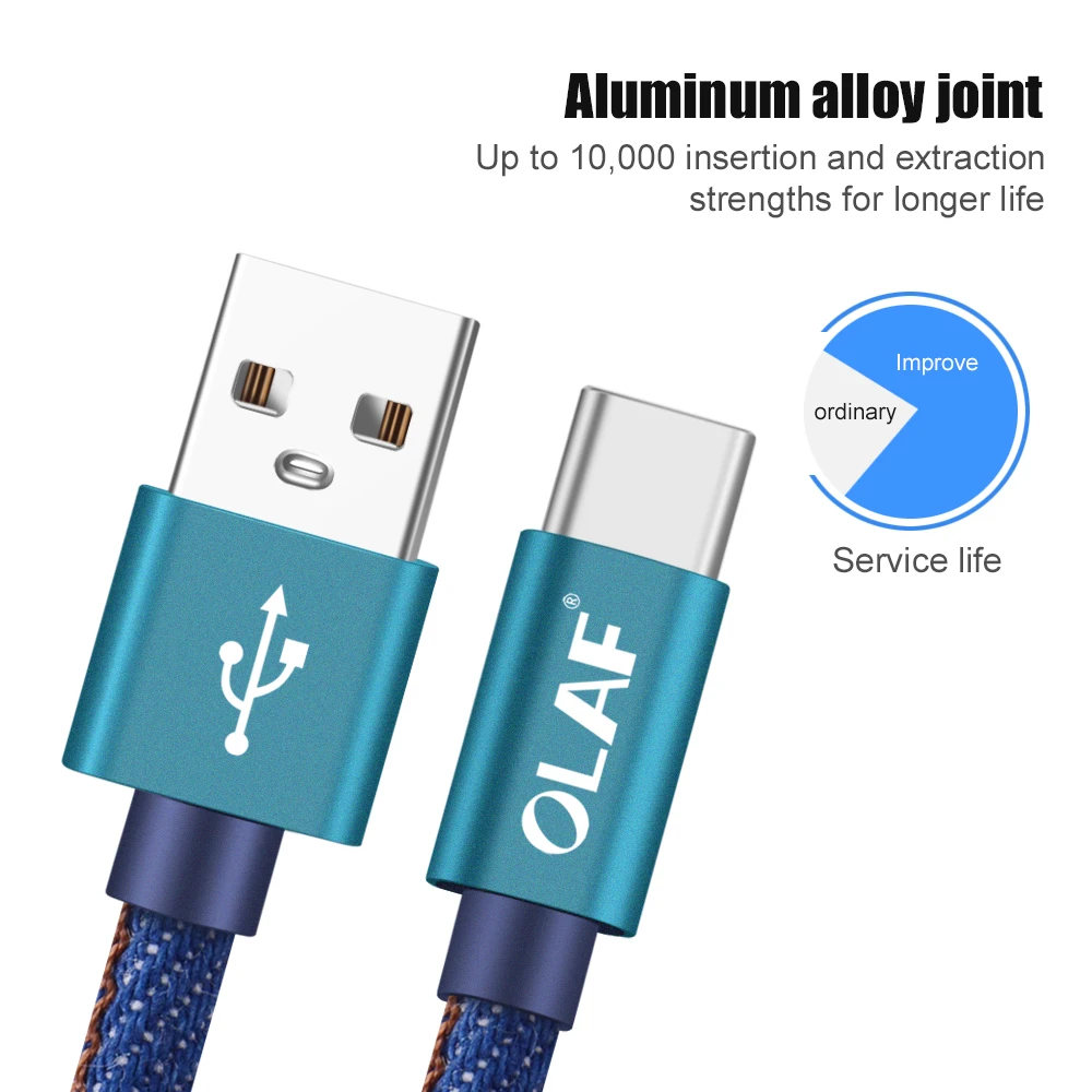 Олаф USB C type-C кабель 1 м 2 м type C кабель для быстрой зарядки для samsung Galaxy S9 Note 9 huawei mate 20 кабели для зарядного устройства USB