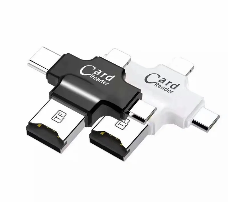 Считыватель карт памяти 4 в 1 Type c/8 pin/Micro USB/USB 2 0 Micro SD для Android Ipad/iphone 7plus 6s5s OTG