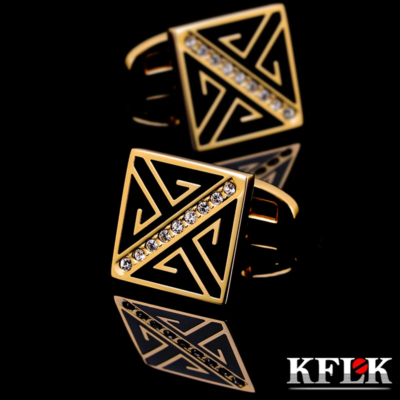 Мужские Запонки KFLK запонки с квадратными пуговицами на рукавах золотого цвета