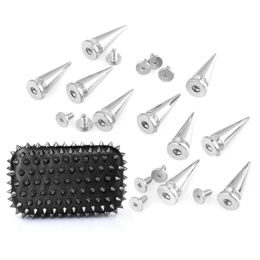 

WITUSE Sale 10 Pcs 26mm Silvery Screw Metal Bullet Spikes Studs Leathercraft Rivets DIY Bag Belt Clothes Cone Screwback Trendy