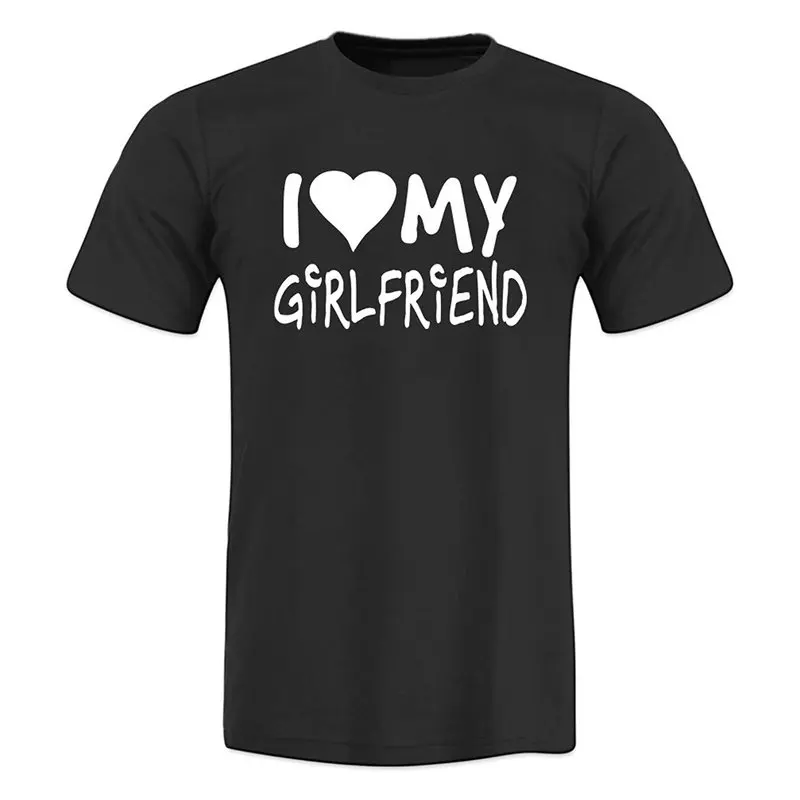 Для мужчин печати Футболка I Love My Girlfriend короткий рукав Повседневное письмо