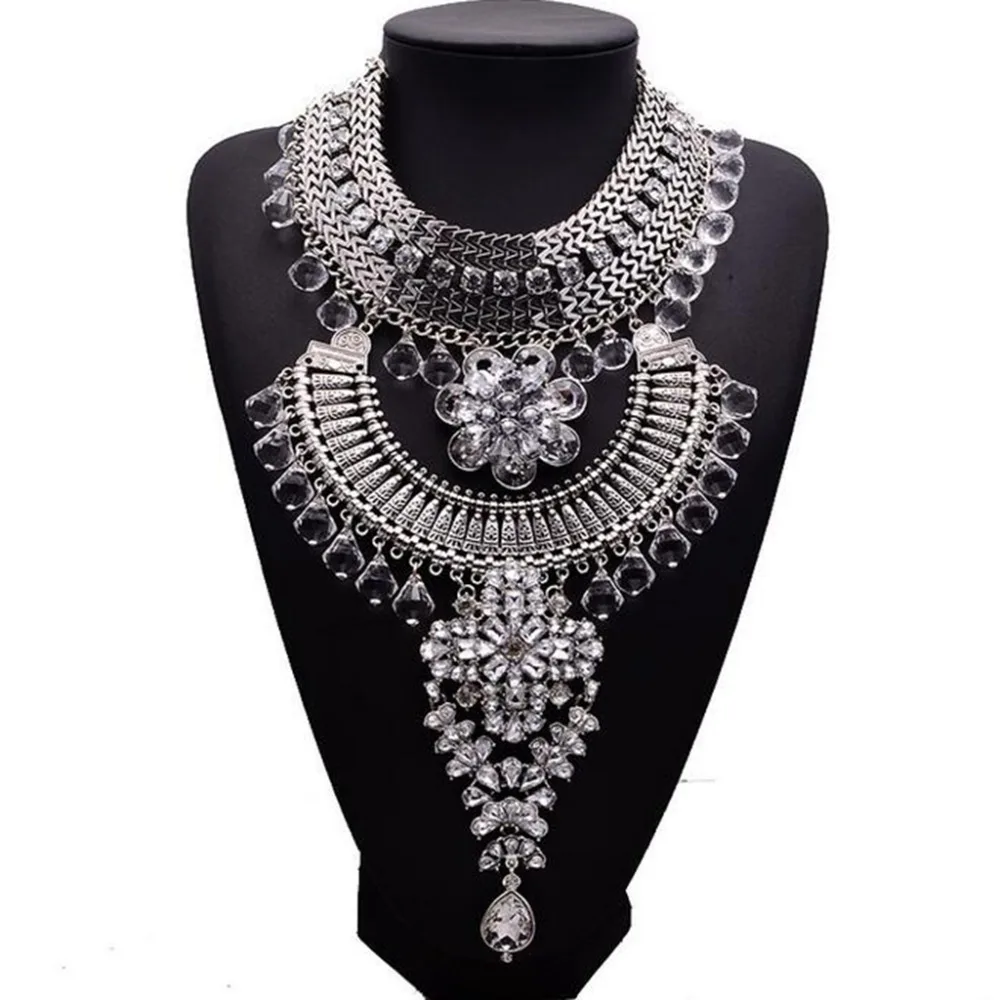 

DiLiCa Gorgeous Crystal Flower Necklace for Women Chokers Necklaces & Pendants Jewelry Female Maxi Necklace Choker Silver Color