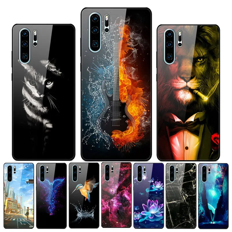 Чехол для huawei P30 Pro, Жесткий Чехол из закаленного стекла, силиконовая мягкая рамка, разноцветный чехол для телефона huawei P30Pro P 30 P30, чехол