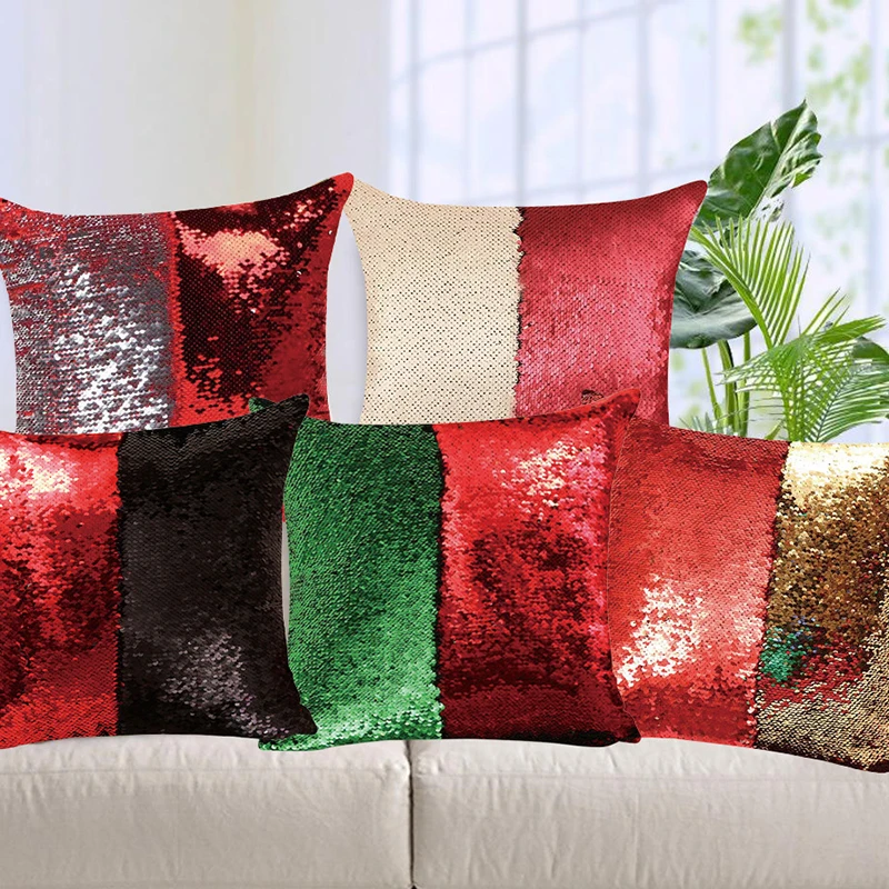 Реверсивный Sequin Подушка которые меняются Цвет Бог декоративная 40*40 см подушки