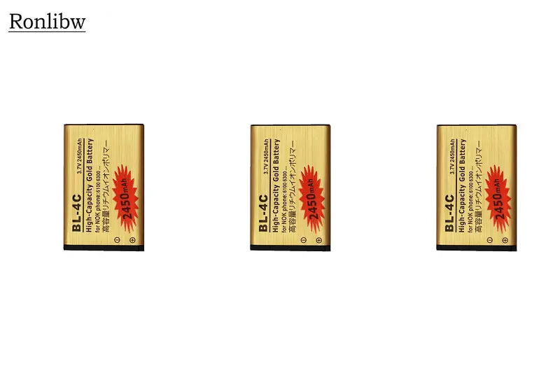 Ronlibw 3 шт 2450mAh BL-4C BL 4C BL4C Золотой Сменный аккумулятор для Nokia 6100 6300 C1-00 C2-05 X2 6021 6110 6136
